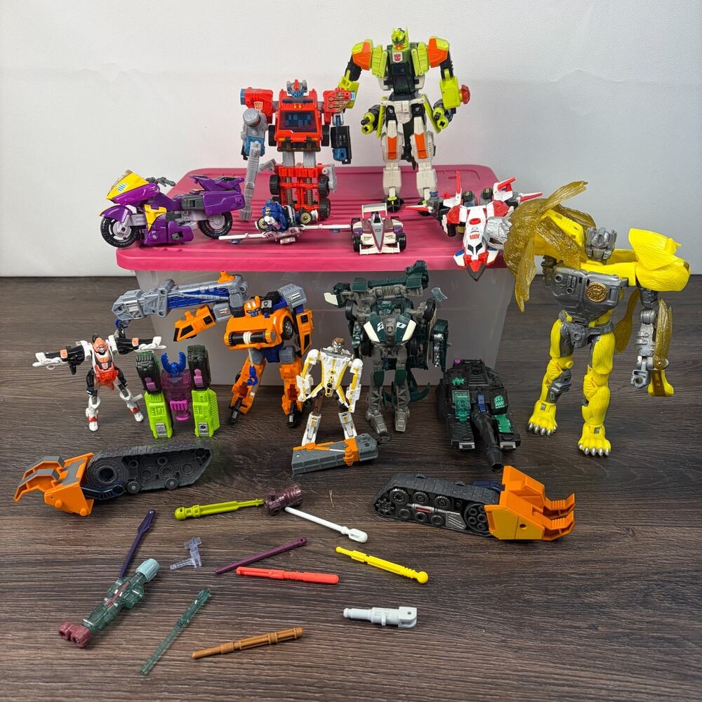 Mixed Lot of Transformers Action Figures Vehicles Robots Weapons Accessories0